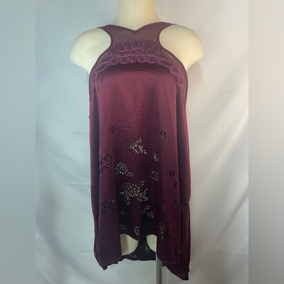 Free People Other - Free People burgundy negligee. For nighty with cutouts and sheer straps. Size Lg